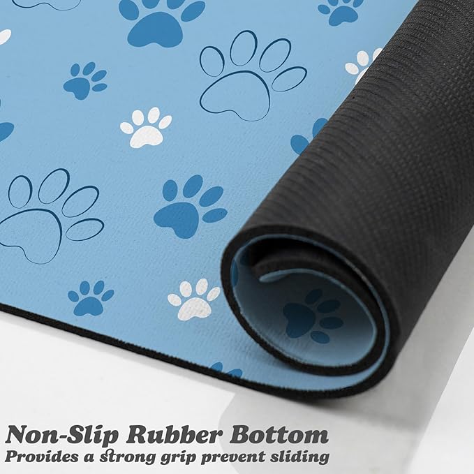 Dog Food Mat, Absorbent Water Bowl Mats Cat Pet Feeding Placemats Blue 16 * 24 - Image 3