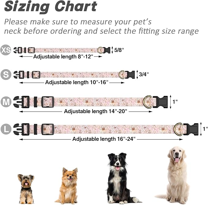Reflective Dog Collar for Small Dogs, Cute Flower Theme Adjustable Heavy-Duty - Image 7