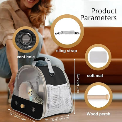 Bird Travel Carrier, Portable Small Bird Parrot Parakeet Carrier - Image 2