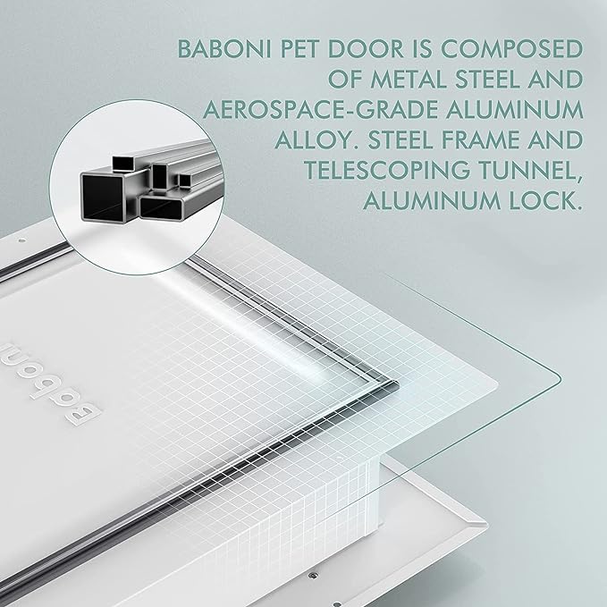 Baboni Pet Door for Wall, Steel Frame and Telescoping Tunnel, Aluminum Lock - Image 4