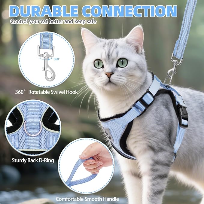 PUPTECK Cat Harness and Leash Set Escape Proof Reflective Cat Walking Harness - Image 6