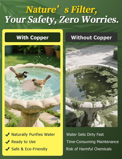 Mellbree 2-Pack Bird Bath Copper Disk, 0.6mm Reinforced 99.99% Pure Copper - Image 2