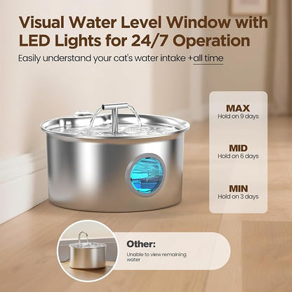 Cat Water Fountain Stainless Steel: 2.6L Cat Fountain - Image 3