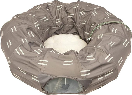 Kitty City Large Cat Tunnel Bed, 2-in-1 Zip-Together Cat Play Tunnel & Plush by KittyCity