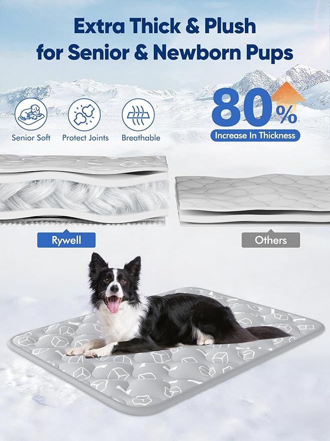 Rywell Dog Cooling Mat 2.0, Elegant Grey, Extended Cooling - Image 5
