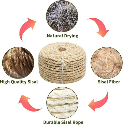 Cat Natural Sisal Rope 1/4 Inch 6mm 164-Feet - Image 4