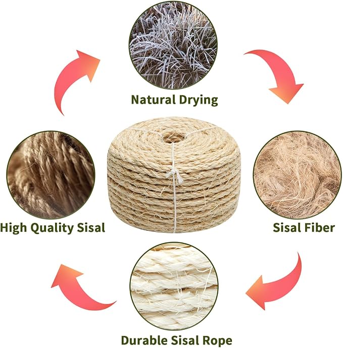 Cat Natural Sisal Rope 1/4 Inch 6mm 98-Feet - Image 4