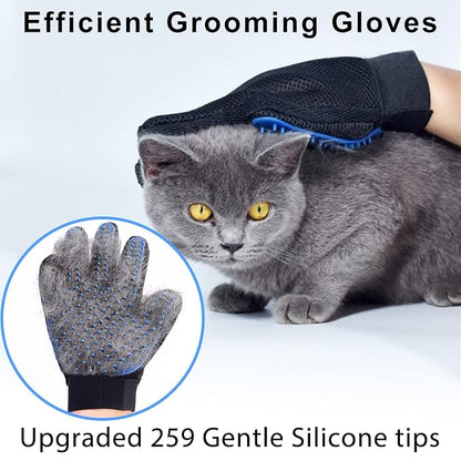 GJEASE Cat Grooming Glove Brush, Pet Hair Remover Tool, Reusable Dog Hair Fur - Image 2