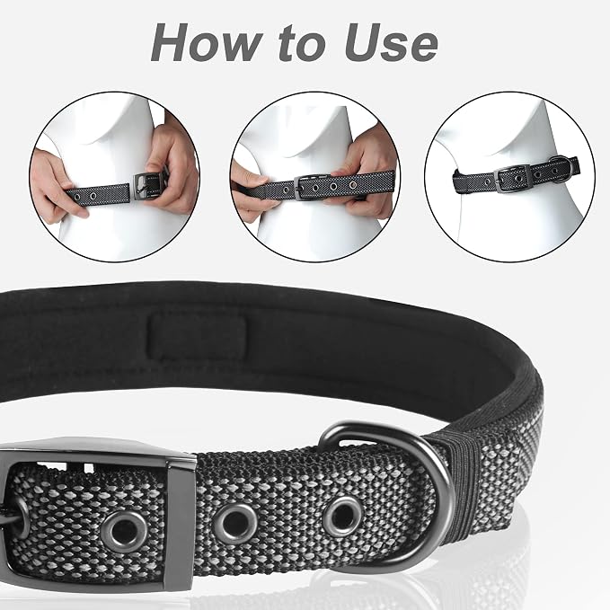 PetiFine Dog Collar for Large Dogs, Neoprene Padded and Adjustable, Reflective - Image 5