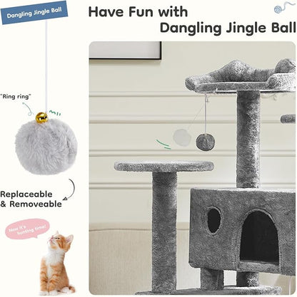 DUMOS 54-inch Indoor Cat Tree Tower –Multi-Level Pet House - Image 2