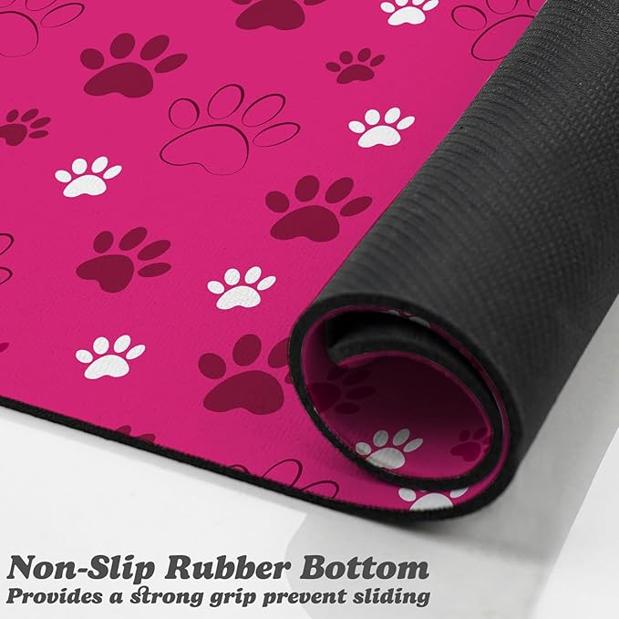 Dog Food Mat, Absorbent Water Bowl Mats Cat Pet Feeding Placemats Pink 24 * 32 - Image 3