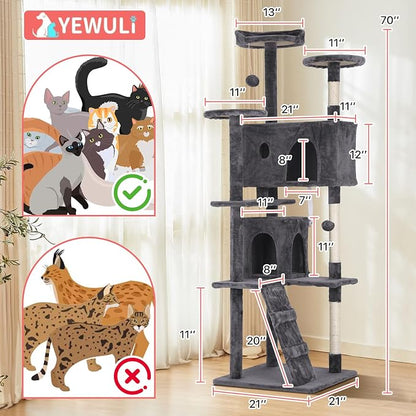 70in Cat Tree Cat Climbing Tower - Image 7