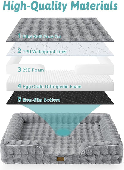Orthopedic Dog Bed for Large Size Dog, Soft and Warm Faux Fur Extra Large Sofa - Image 8