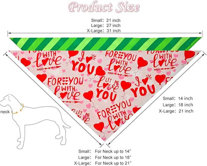 Valentine's & St. Patrick's Day Dog Bandana Set 2PCS-Small, Holiday Party - Image 2