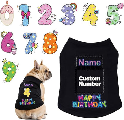 Custom Dog Birthday Shirt, Personalized Pet Apparel Print by Unknown