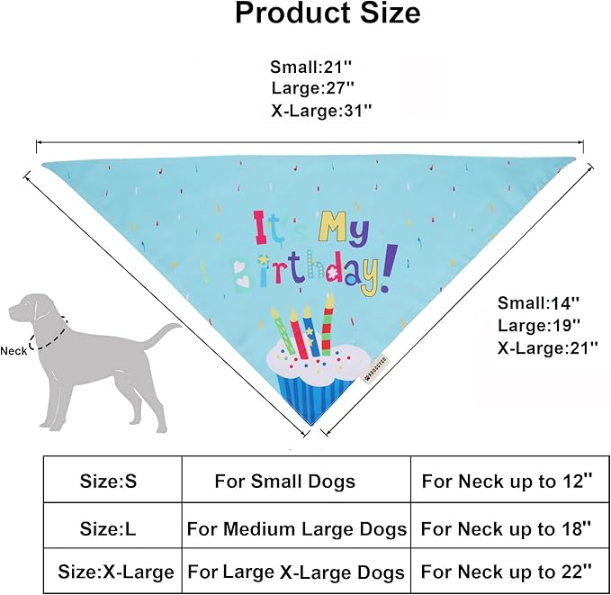 ADOGGYGO Dog Birthday Bandana Scarf and Blue Boy Puppy Birthday Party Hat - Image 4