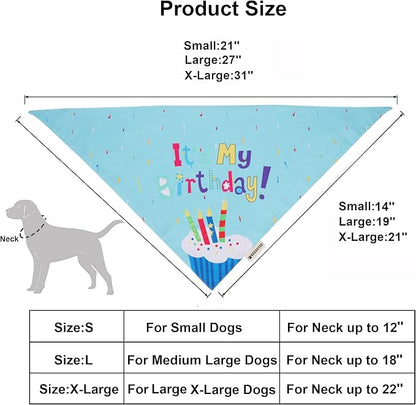 ADOGGYGO Dog Birthday Bandana Scarf and Blue Boy Puppy Birthday Party Hat - Image 4