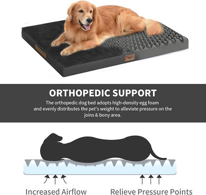Large Comfy Washable Dog Bed, Orthopedic Egg Crate Foam Dog Crate Mat - Image 4