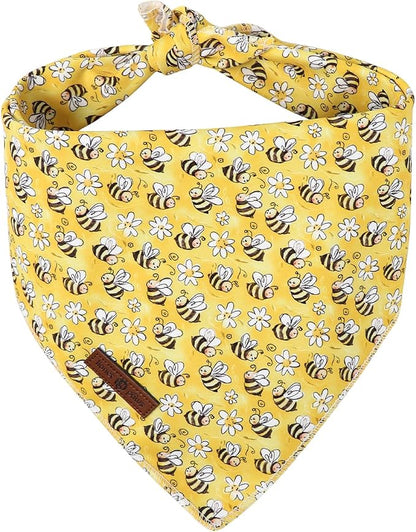 Lionet Paws Spring Summer Bee Dog Bandana Washable Cotton Handkerchief Scarf by lionetpaws