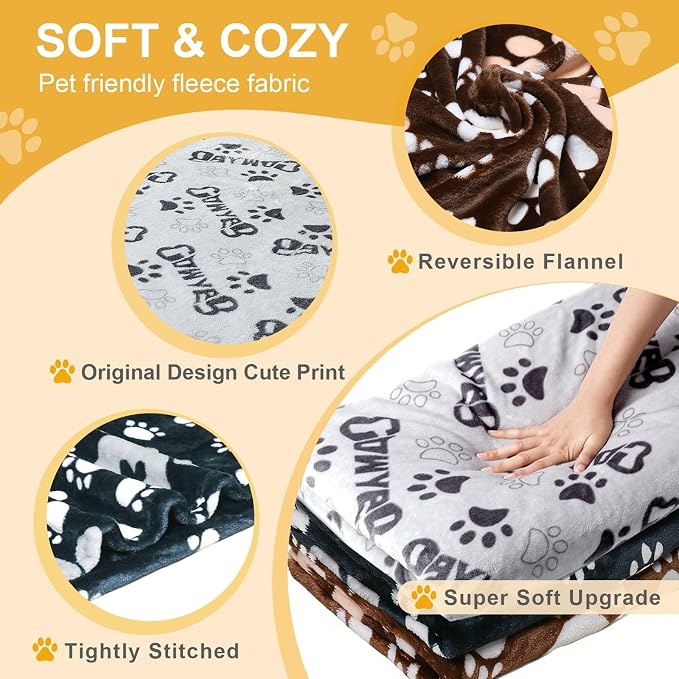 Dog Blankets 3 Pack for Large Medium Pet Cat, Soft Fuzzy Washable Blanket - Image 2