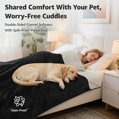 LOOBANI Waterproof Dog Blanket for Couch: Reversible Flannel Bed Blanket for - Image 2
