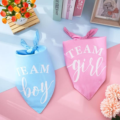 Whaline 2 Pack Gender Reveal Dog Bandana Team Boy Team Girl Triangle Pet Scarf - Image 4
