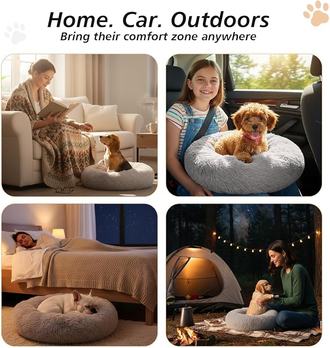 JOLLYVOGUE Calming Dog Bed Medium Size Dog, Anti-Anxiety Donut Medium Dog Bed - Image 7