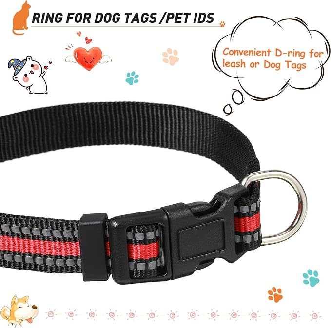 Weewooday 3 Pieces Reflective Dog Collar Nylon Adjustable Quick Release Pet - Image 5