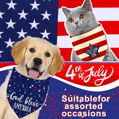 4th of July Dog Bandanas, Patriotic Party Pet Decorations 2 Pack, Adjustable - Image 2