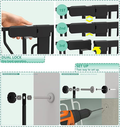 Jiprlak51 Extra Tall Cat Gate for Doorway – 28.5"-48.7" Extra Wide Pet Gate - Image 6