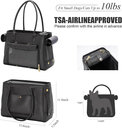 Fashion Pet Carrier Purse for Small Cat and Dog, Luxury Pu Soft-Sided Tote Bag - Image 2