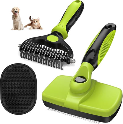 3PCS Self Cleaning Slicker Brush & Pet Grooming Rake & Bath Brush by Augwind