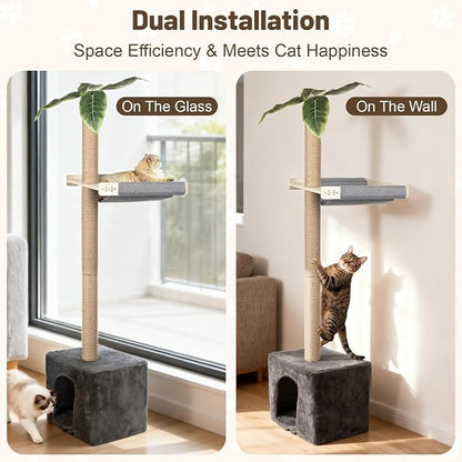 XiaZ Cat Window Perch with Tall Scratching Post, Sleeping & Watching Birds - Image 5
