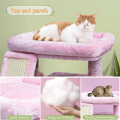 Small Pink Cat Tree for Indoor Cats, Cute Cat Tower - Image 4