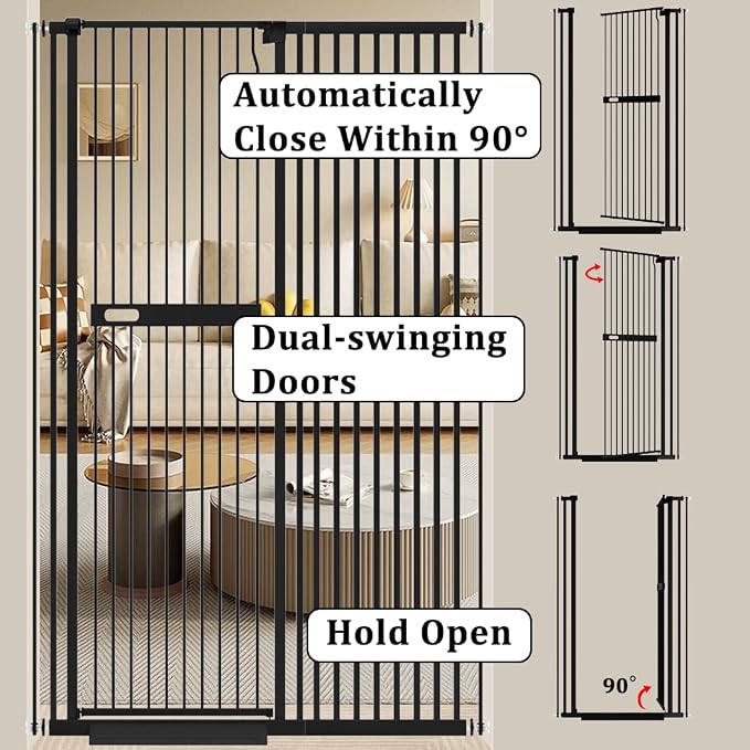 WAOWAO 71" Extra Tall Cat Pet Gate 29.92-45.66" Wide Pressure Mounted Walk - Image 5