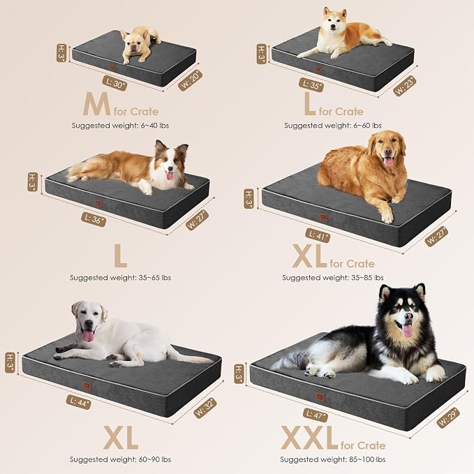 EHEYCIGA Waterproof Dog Bed Orthopedic 36"x27", Memory Foam Pet Bed - Image 3
