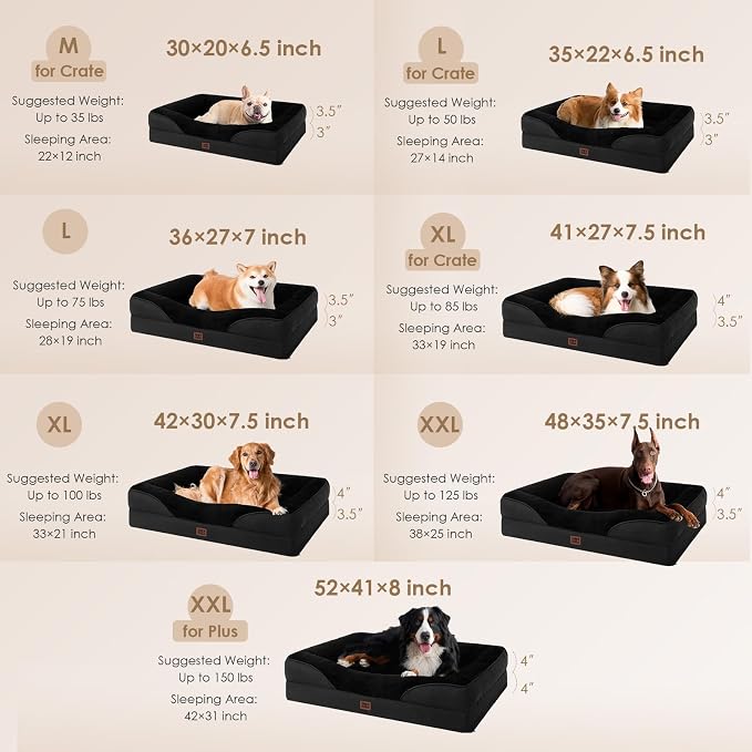 EHEYCIGA Orthopedic Dog Bed for Medium Dog, Waterproof Liner & Washable - Image 5