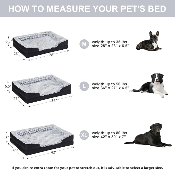 Orthopedic Dog Bed for Large Dogs, Egg Crate Foam Bed for Large Dogs, Equipped - Image 4