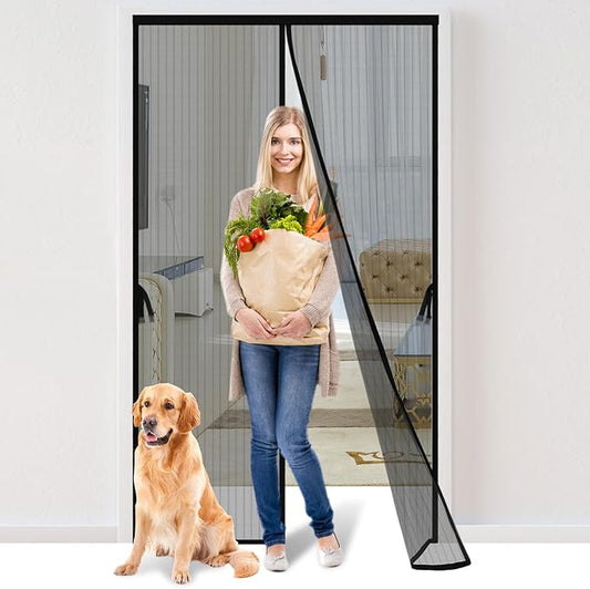 Magnetic Screen Door -Fit for Door Size:32x80 Inch, Hands Free Mesh Partition by Iduontis