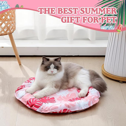 Pet Cooling Mat for Cats and Small Dogs, 20.1'' x 20.1'' Thickened Round Pink - Image 8