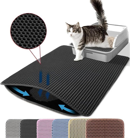 Small Cat Litter Mat, 20x14’’ Double Layer Honeycomb Cat Litter Box Mat by Petinstinct