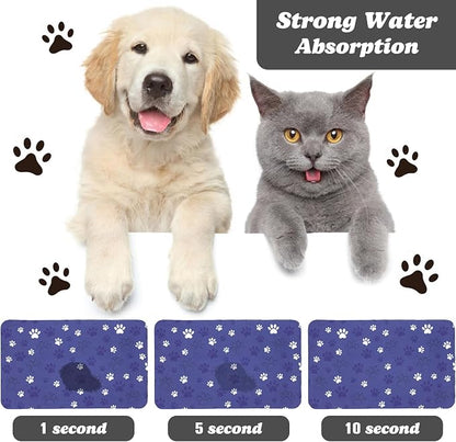 Dog Food Mat, Absorbent Water Bowl Mats Cat Pet Feeding Placemats Dark Blue 24 - Image 2