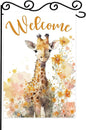Giraffe Welcome Garden Flag, Welcome Spring Cute Giraffe Garden Flag, Pet Wild by WPCTYQ