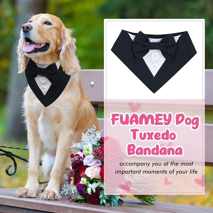 FUAMEY Dog Tuxedo, Adjustable Black Polycotton, Formal Attire - Image 6
