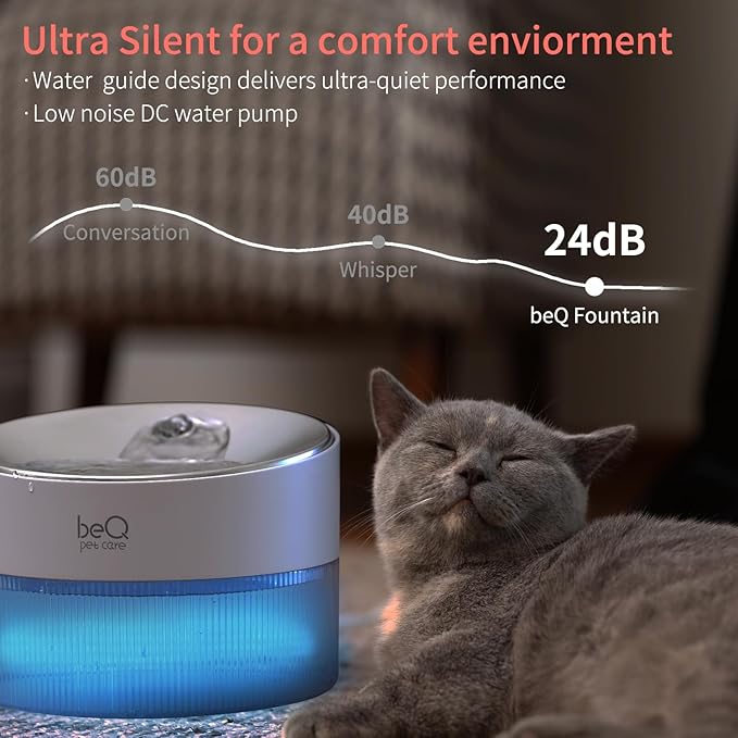 beQ Cat Water Fountain, 84oz/2.5L Stainless Steel Automatic Pet Fountain Dog - Image 5