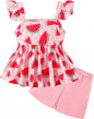 Toddler Baby Girls Summer Clothes Outfits Ruffled Sleeve Dinosaur Shirt Leopard by Popshion