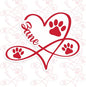 Custom Paw Pet Sticker Personalized Heart Name Pet Paw Cat and Dog Lover by SANGAROM