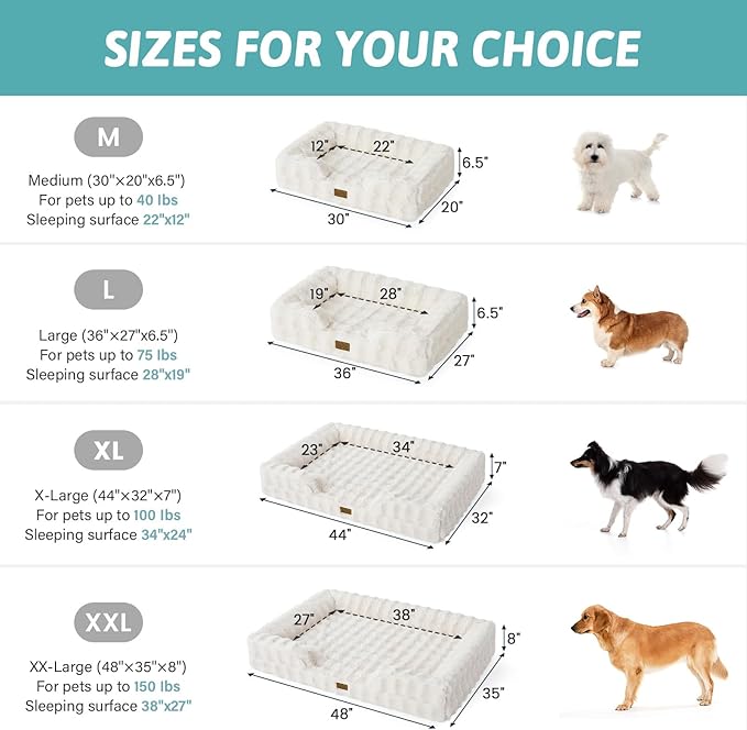 Orthopedic Dog Bed for Large Medium Size Dog, Soft and Warm Faux Fur Sofa for - Image 3