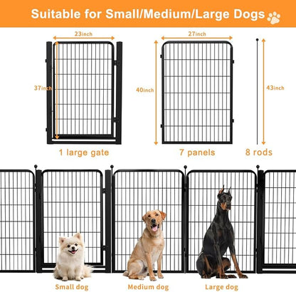 Dog Fence Outdoor Pens Outside, Portable Dog Play Pen 40" H 8 Panels Pet - Image 6