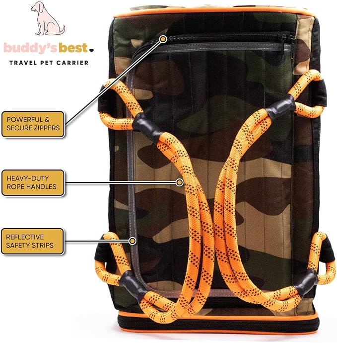 Buddy's Best Airline Approved Pet Carrier – Black & Orange Heavy Duty, Fits - Image 3